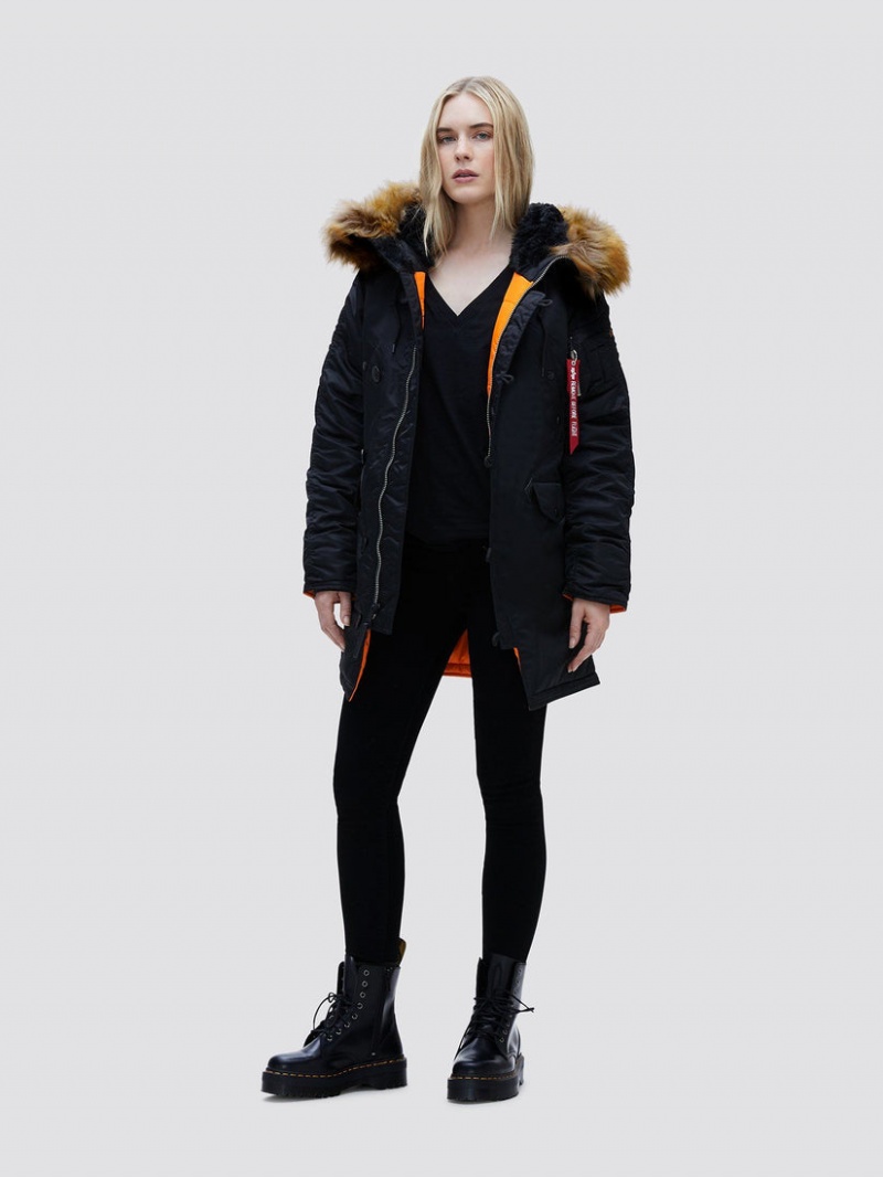 Parka Alpha Industries N-3b W Noir Femme | WKB-09378414