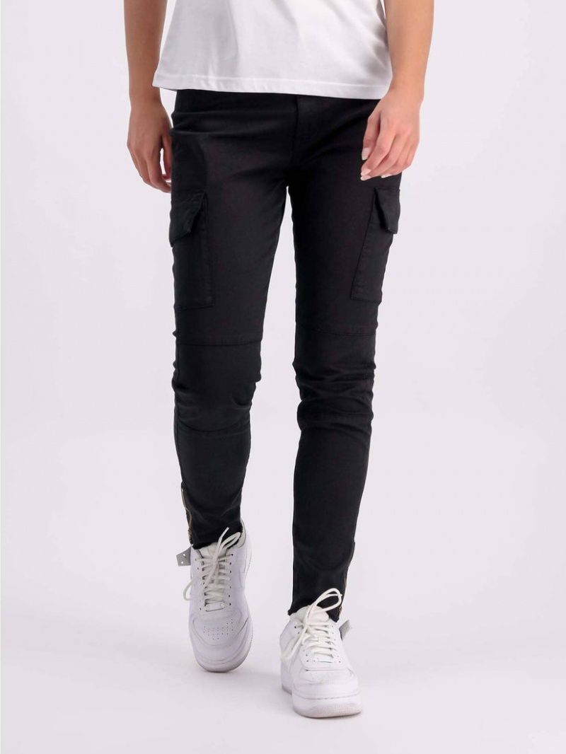 Pantalon Alpha Industries Cargo Zip W Noir Femme | EFM-04712181