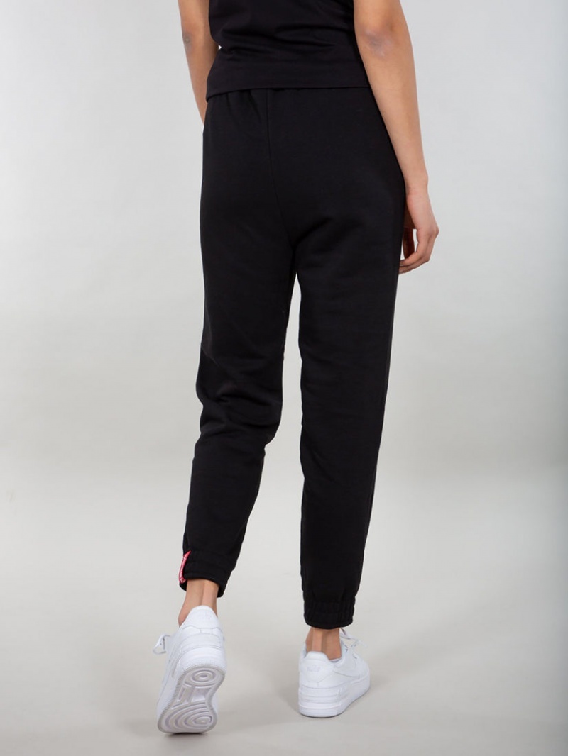 Pantalon Alpha Industries Basic Jogger Small Logo W Noir Femme | VOK-97903110