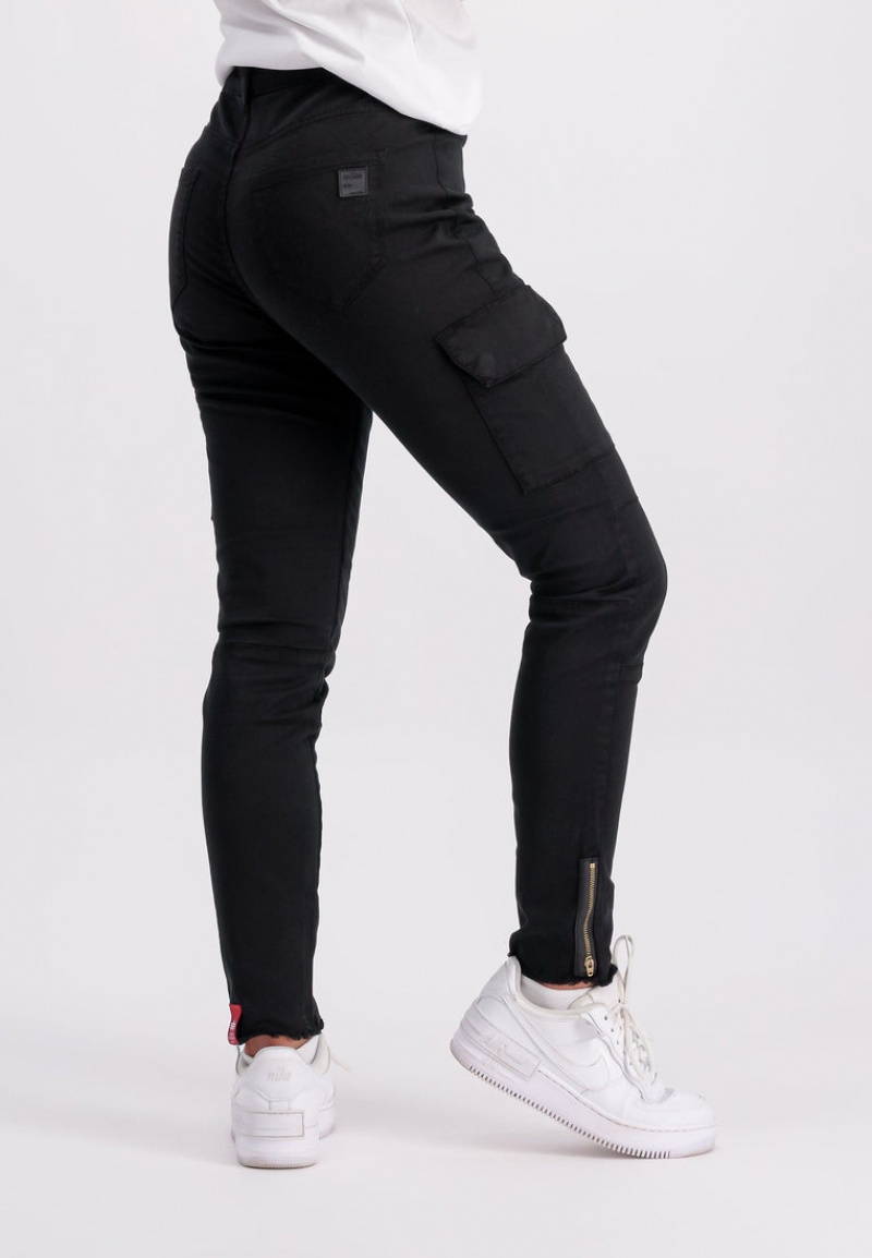 Pantalon Alpha Industries Cargo Zip W Noir Femme | EFM-04712181