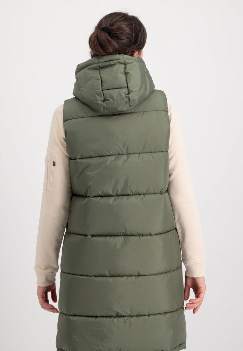 Vêtements D'extérieur Alpha Industries Long Puffer Vest W Vert Olive Femme | YZV-38882697