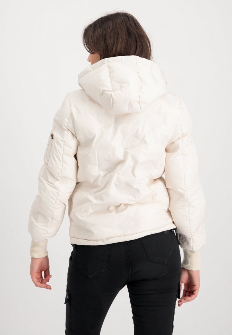 Vêtements D'extérieur Alpha Industries Encapuchonné Logo Puffer W Blanche Femme | JLH-32586780