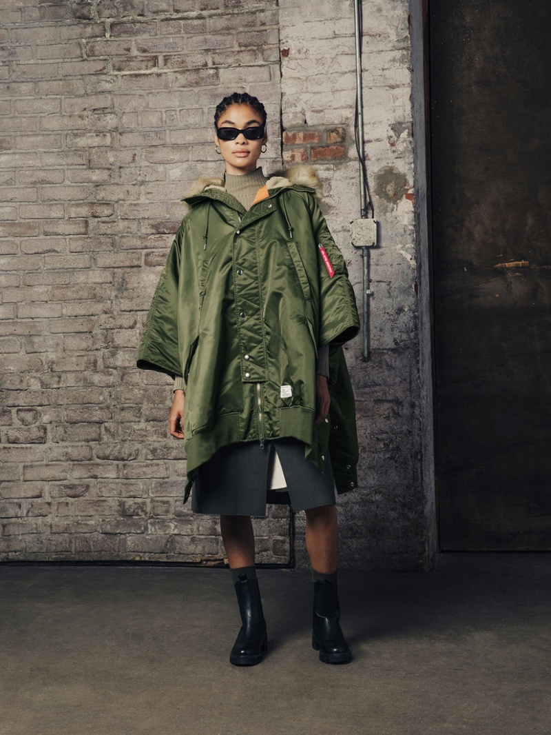 Vêtements D'extérieur Alpha Industries Ma-1 Poncho W Vert Olive Femme | WUB-21940253