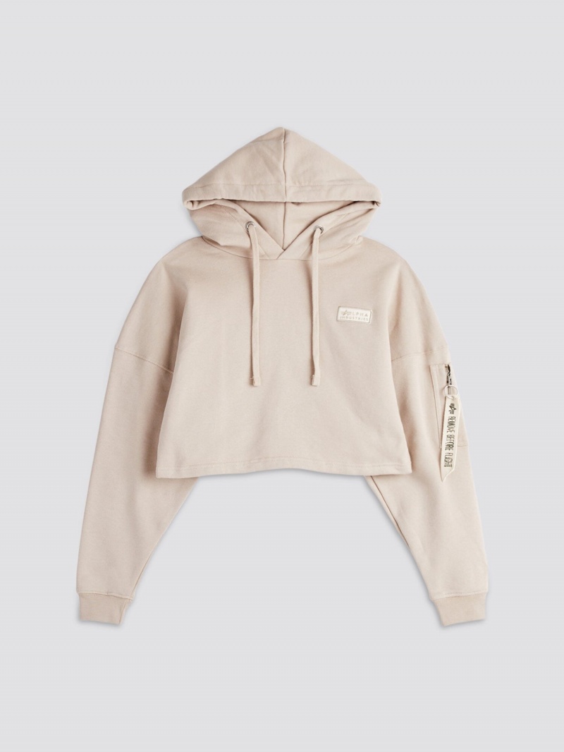 Sweat a Capuche Alpha Industries Organics Cropped W Beige Femme | DYI-43294322