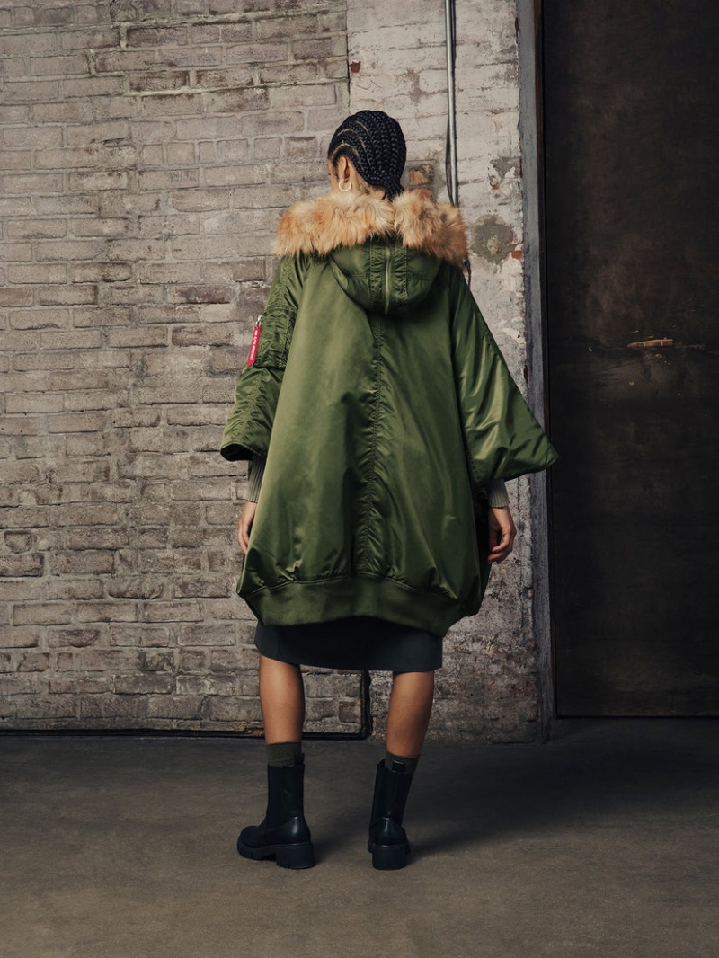 Vêtements D'extérieur Alpha Industries Ma-1 Poncho W Vert Olive Femme | WUB-21940253