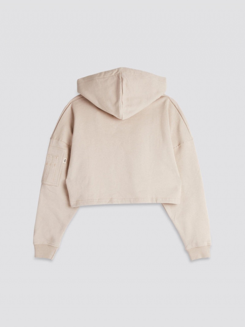 Sweat a Capuche Alpha Industries Organics Cropped W Beige Femme | DYI-43294322