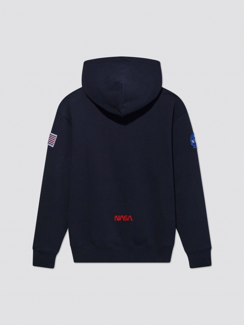 Sweat a Capuche Alpha Industries Nasa Worm Logo Bleu Femme | HUS-11595319