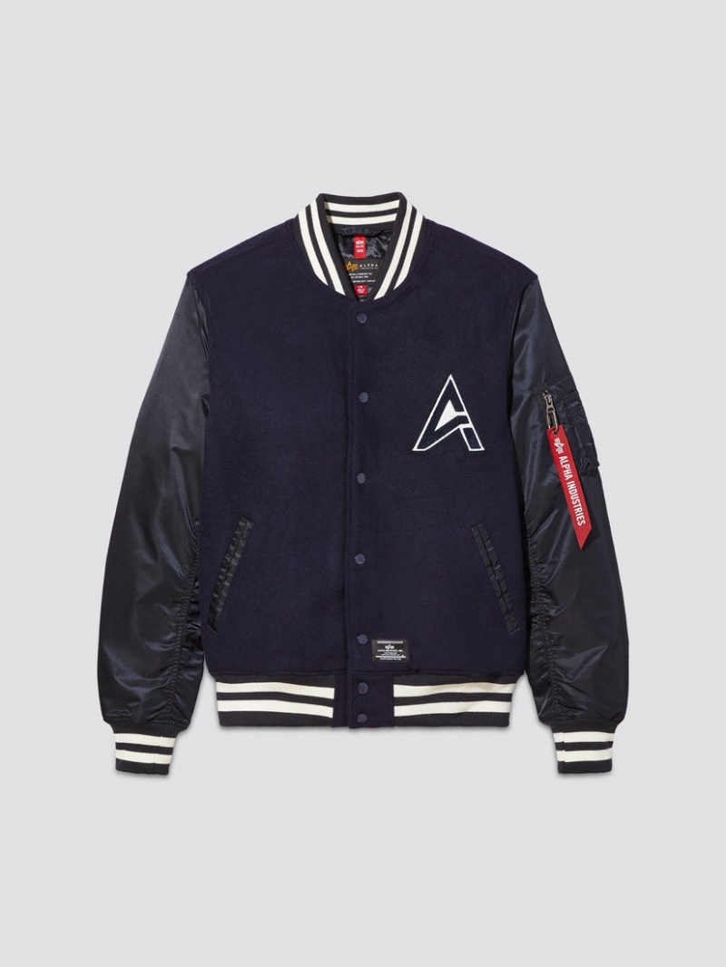 Veste Bombers Alpha Industries Ma-1 Laine Varsity W Bleu Femme | AON-48127981