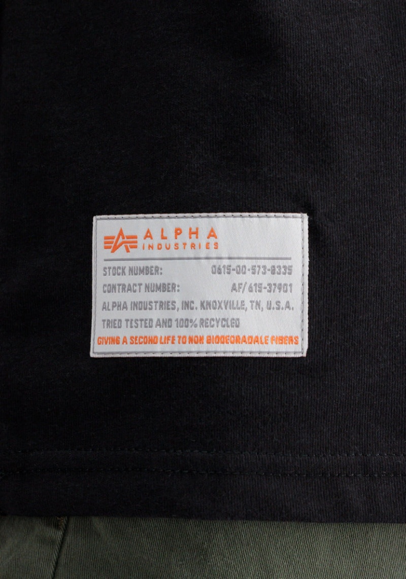 T Shirts Alpha Industries Recycled Label Noir Homme | CFI-93534733