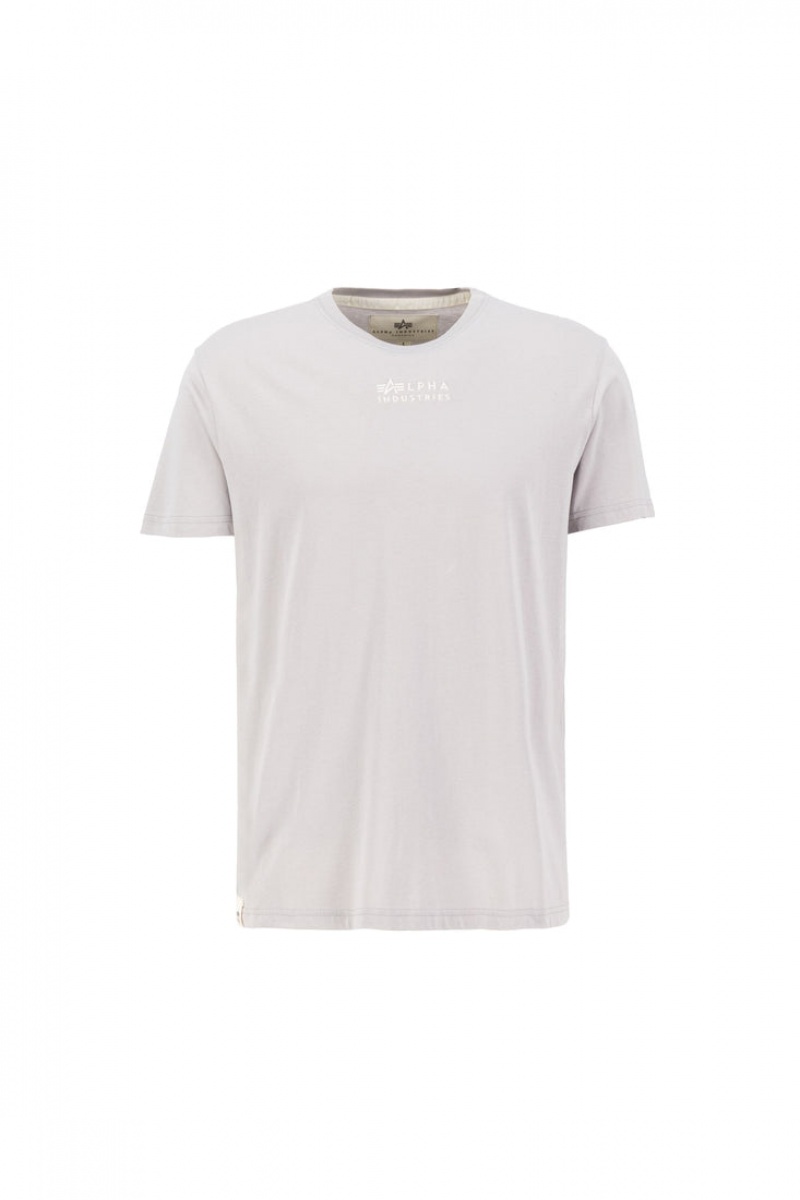 T Shirts Alpha Industries Organic Embroidered Grise Homme | HRT-80688407