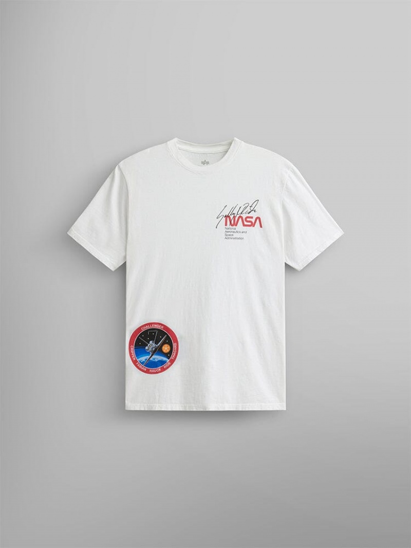 T Shirts Alpha Industries Nasa Challenger Blanche Homme | TSP-72885741