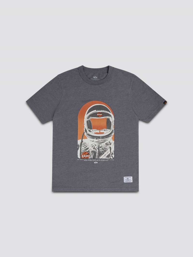 T Shirts Alpha Industries Nasa Moon Man Grise Orange Homme | FVW-85529333