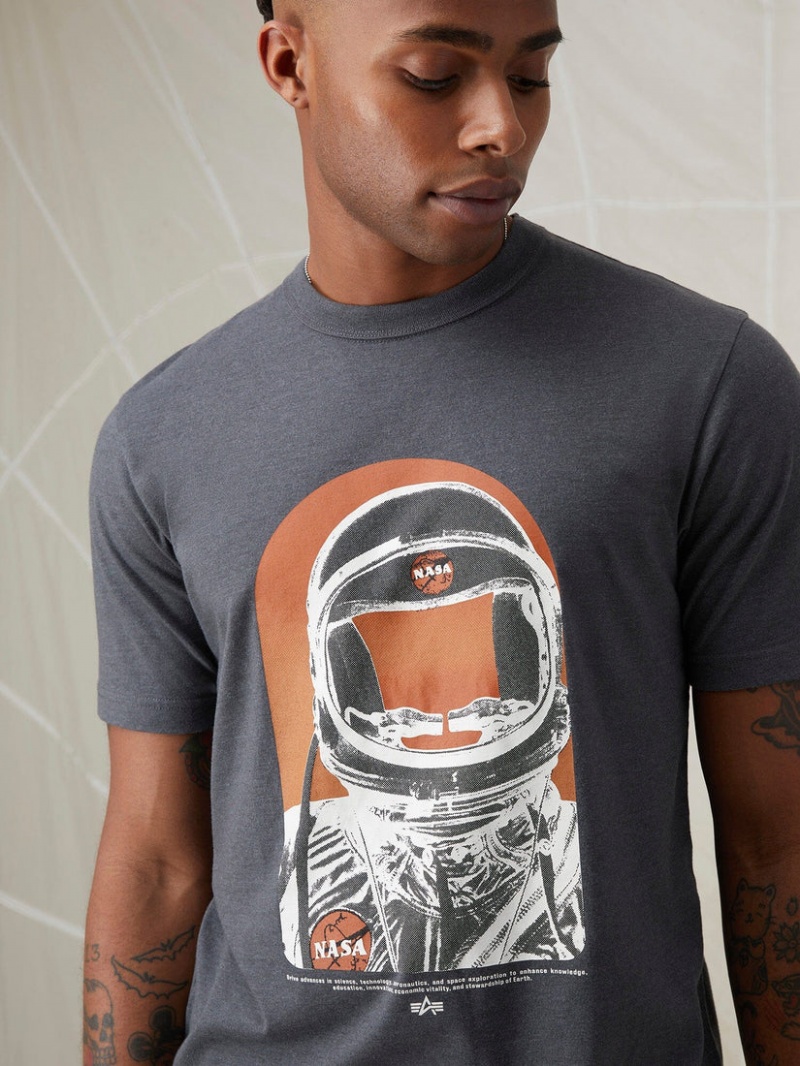 T Shirts Alpha Industries Nasa Moon Man Grise Orange Homme | FVW-85529333