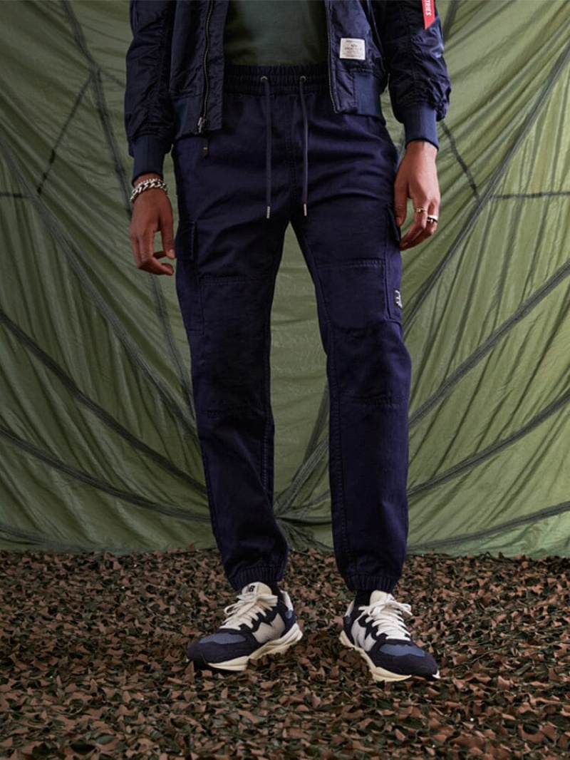 Pantalon Alpha Industries Coton Jogger Bleu Homme | JTA-01882160