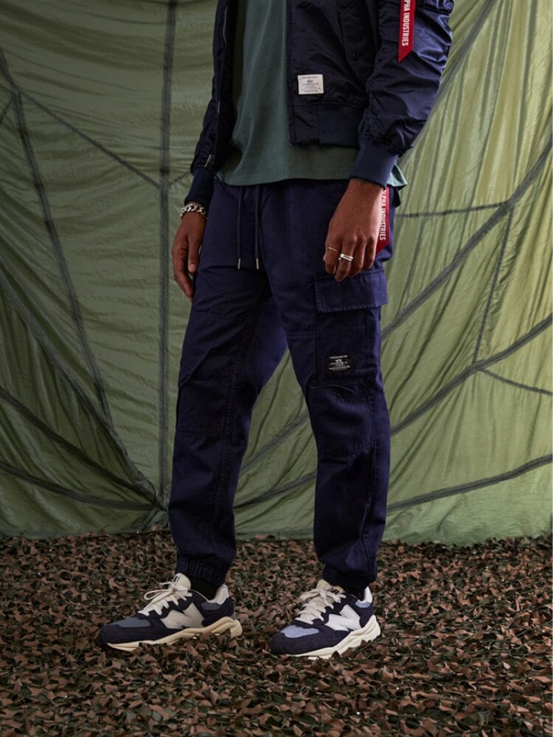 Pantalon Alpha Industries Coton Jogger Bleu Homme | JTA-01882160