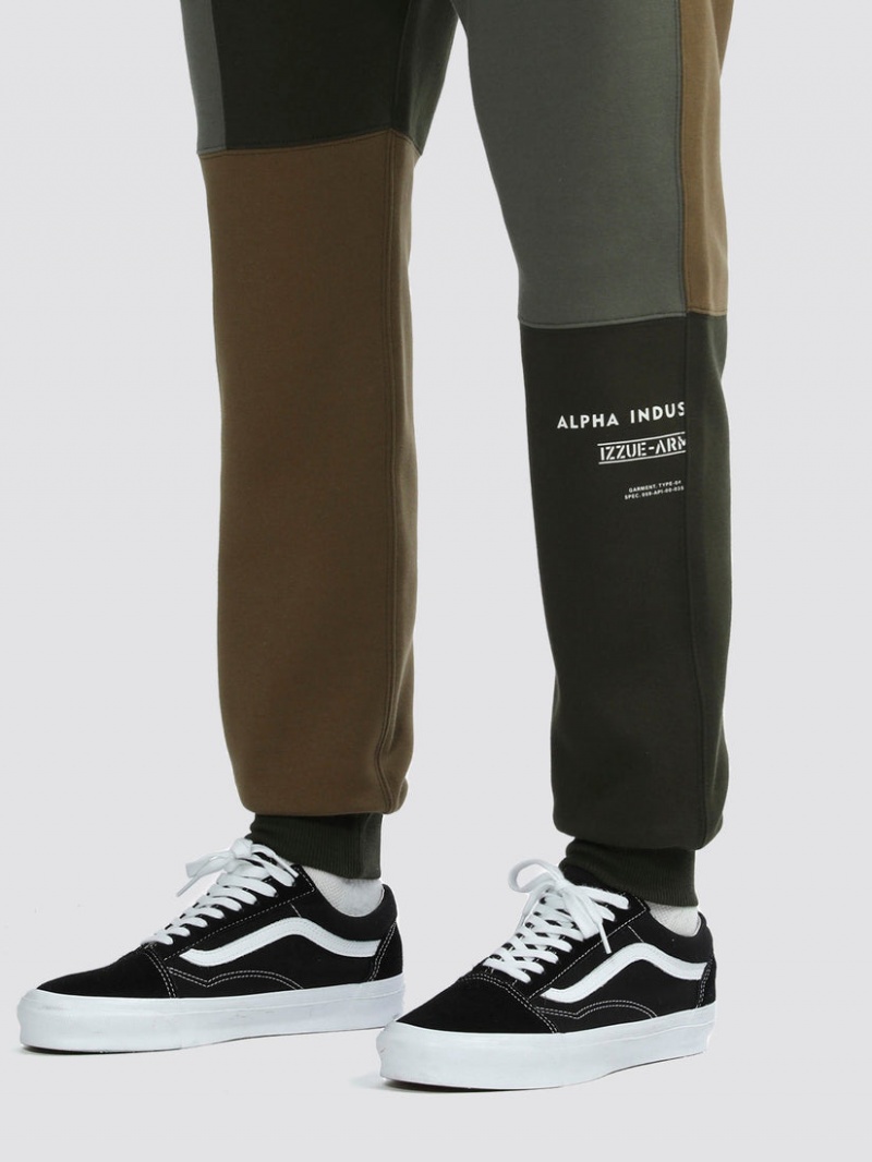 Pantalon Alpha Industries Alpha X Izzue Patchwork Bottom Vert Olive Homme | XJU-94656408