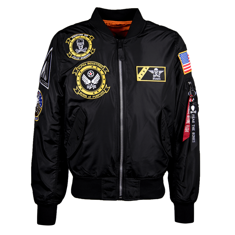 Vestes Alpha Industries L-2b Fear The Bones Flight Noir Homme | IWK-15874813