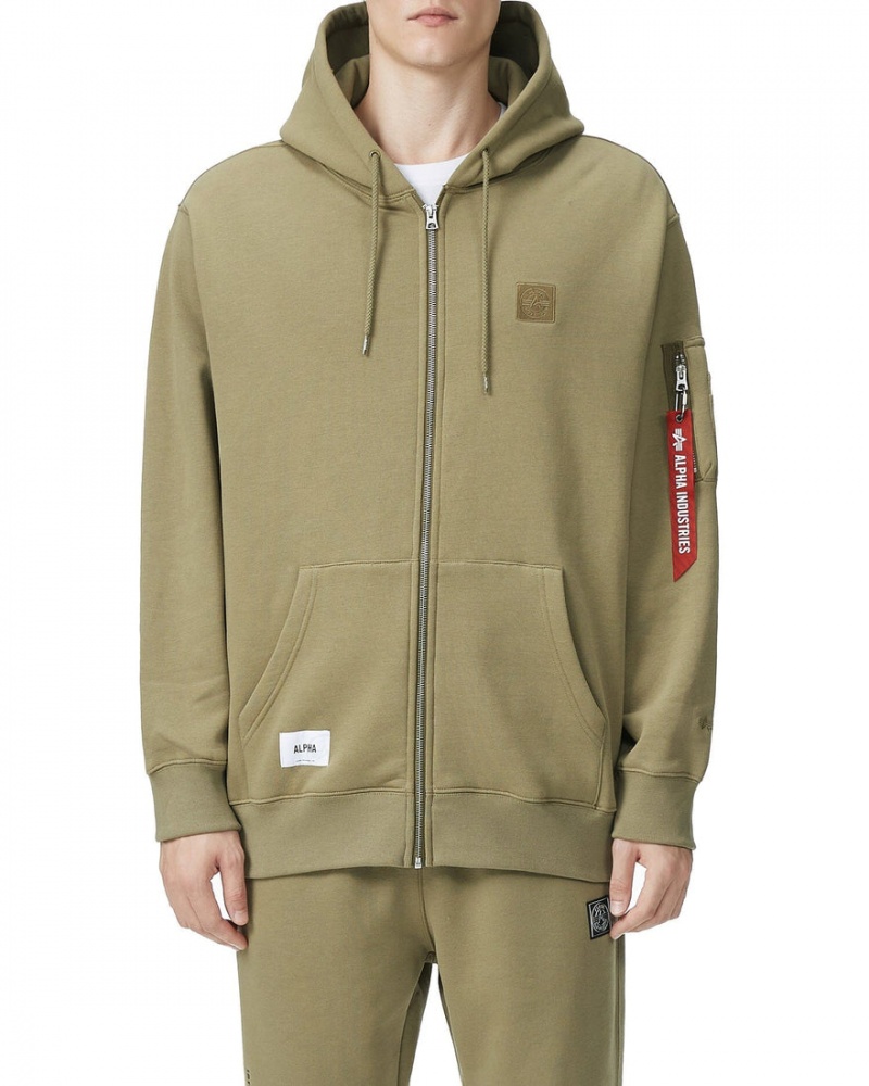 Sweat a Capuche Alpha Industries Unfrm Zip-Up Beige Homme | NWA-94860672