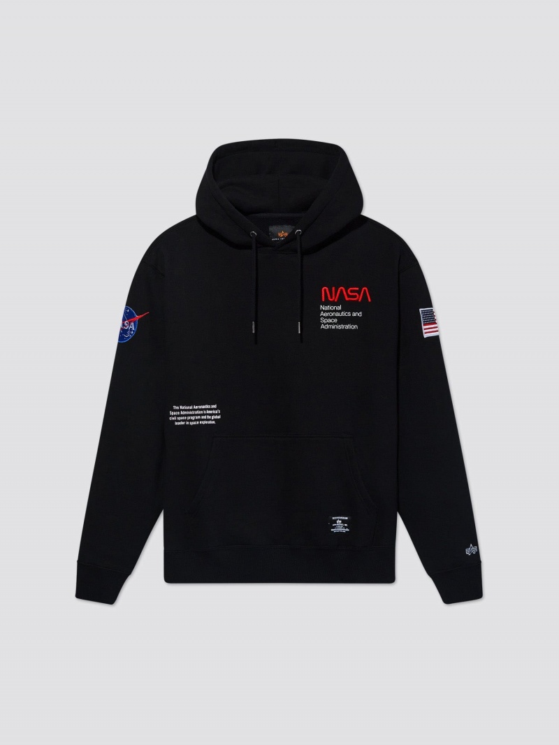 Sweat a Capuche Alpha Industries Nasa Worm Logo Noir Homme | HFN-04047337