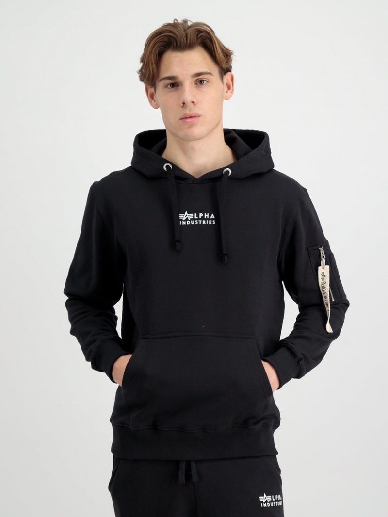 Sweat a Capuche Alpha Industries Organic Embroidered Noir Homme | CTP-86962538