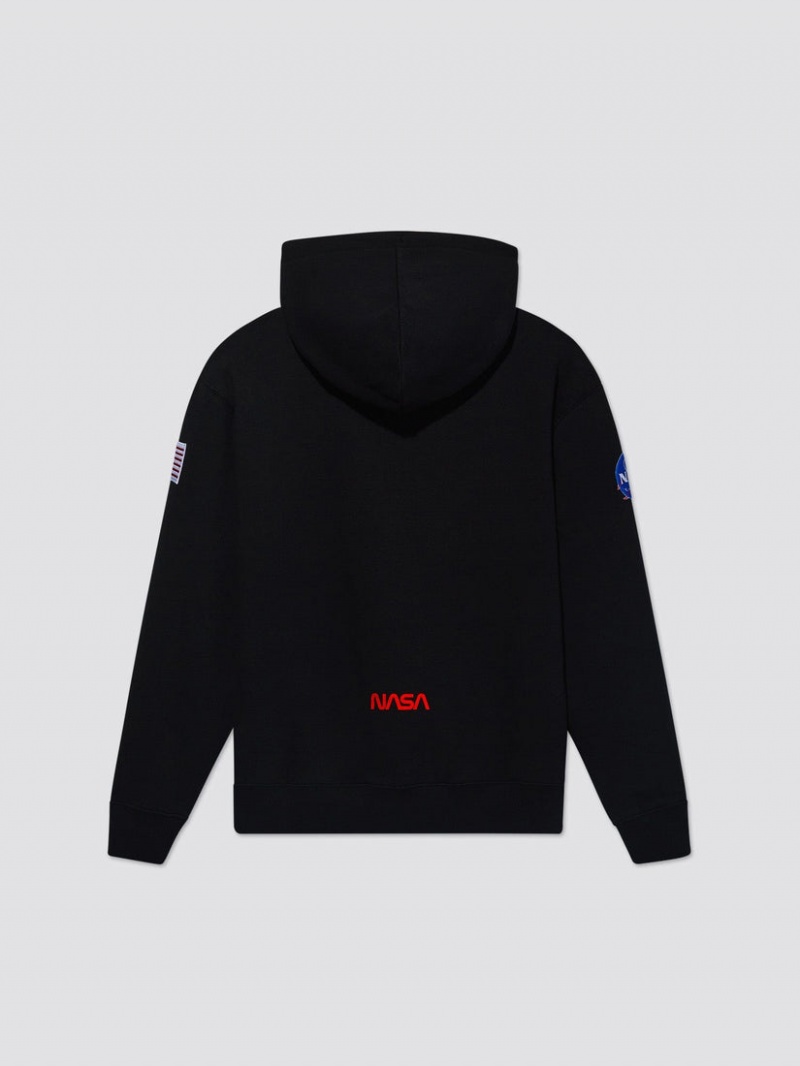 Sweat a Capuche Alpha Industries Nasa Worm Logo Noir Homme | HFN-04047337