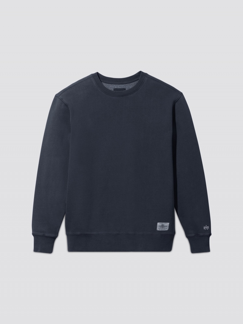 Sweat a Capuche Alpha Industries Essential Washed Crewneck Bleu Homme | OLL-18861742