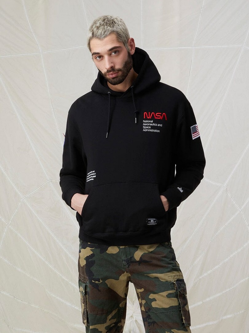 Sweat a Capuche Alpha Industries Nasa Worm Logo Noir Homme | HFN-04047337