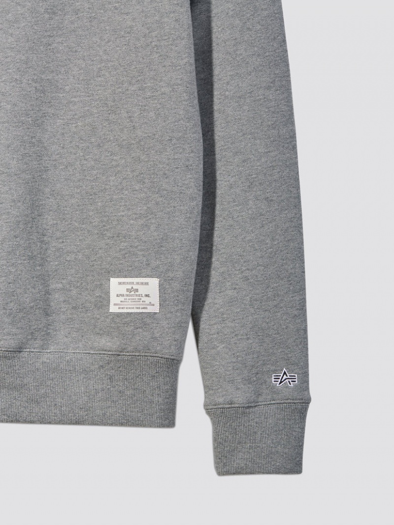 Sweat a Capuche Alpha Industries Essential Crewneck Grise Homme | RZJ-67727558