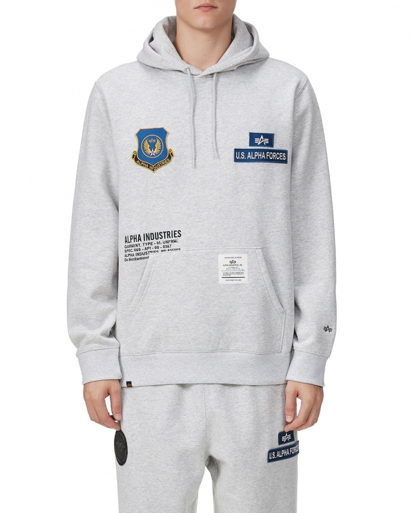 Sweat a Capuche Alpha Industries Unfrm Badge Grise Homme | CGA-11399759