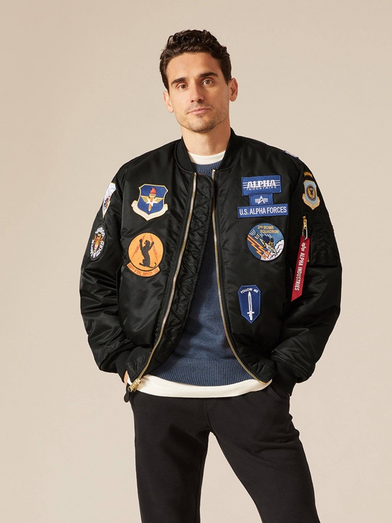 Veste Bombers Alpha Industries Ma-1 Squadron Noir Homme | UJB-31735024