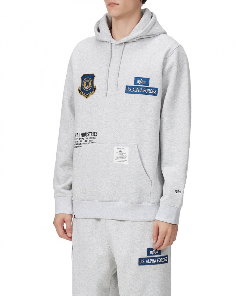 Sweat a Capuche Alpha Industries Unfrm Badge Grise Homme | CGA-11399759