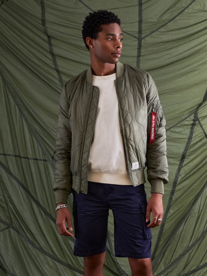 Veste Bombers Alpha Industries L-2b Matelassé Vert Homme | EQZ-60453465