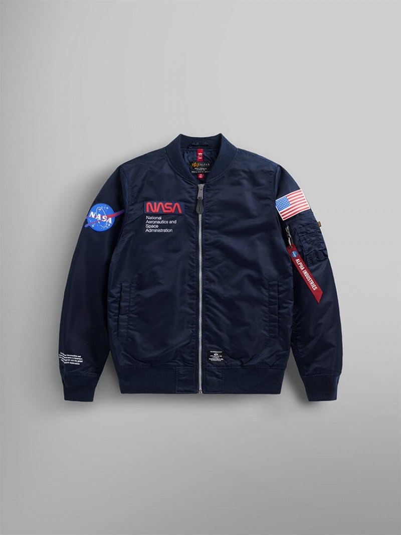 Veste Bombers Alpha Industries L-2b Nasa Gen Ii Bleu Homme | XTF-15618142