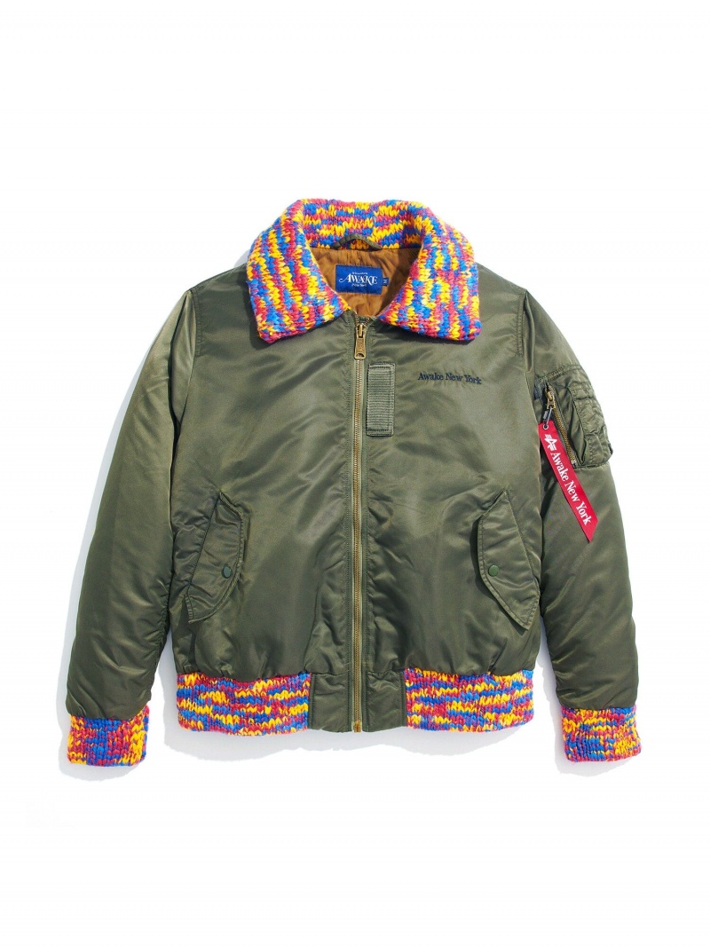 Veste Bombers Alpha Industries Awake X Alpha Ma-1 Knit Trimmed Washed Vert Olive Homme | CQU-05942162