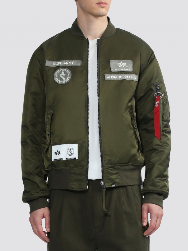 Veste Bombers Alpha Industries Alpha X Izzue Ma-1 Vert Olive Homme | BMF-46690731