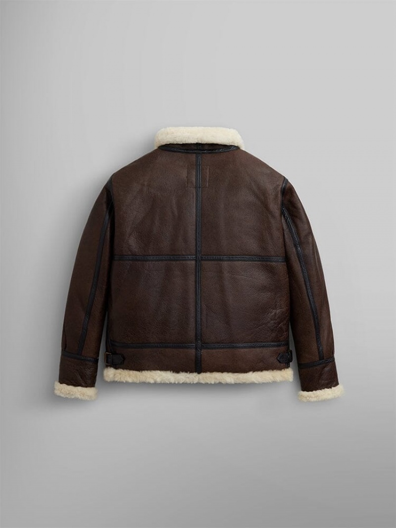 Veste Bombers Alpha Industries B-3 Sherpa Cuir Marron Homme | BXB-82262752