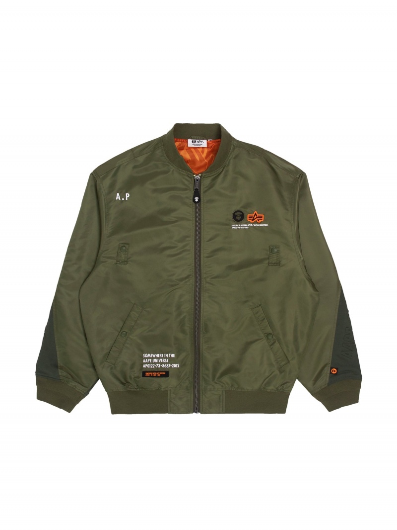 Veste Bombers Alpha Industries Aape X Alpha Ma-1 Legere Vert Olive Homme | KAP-63803836