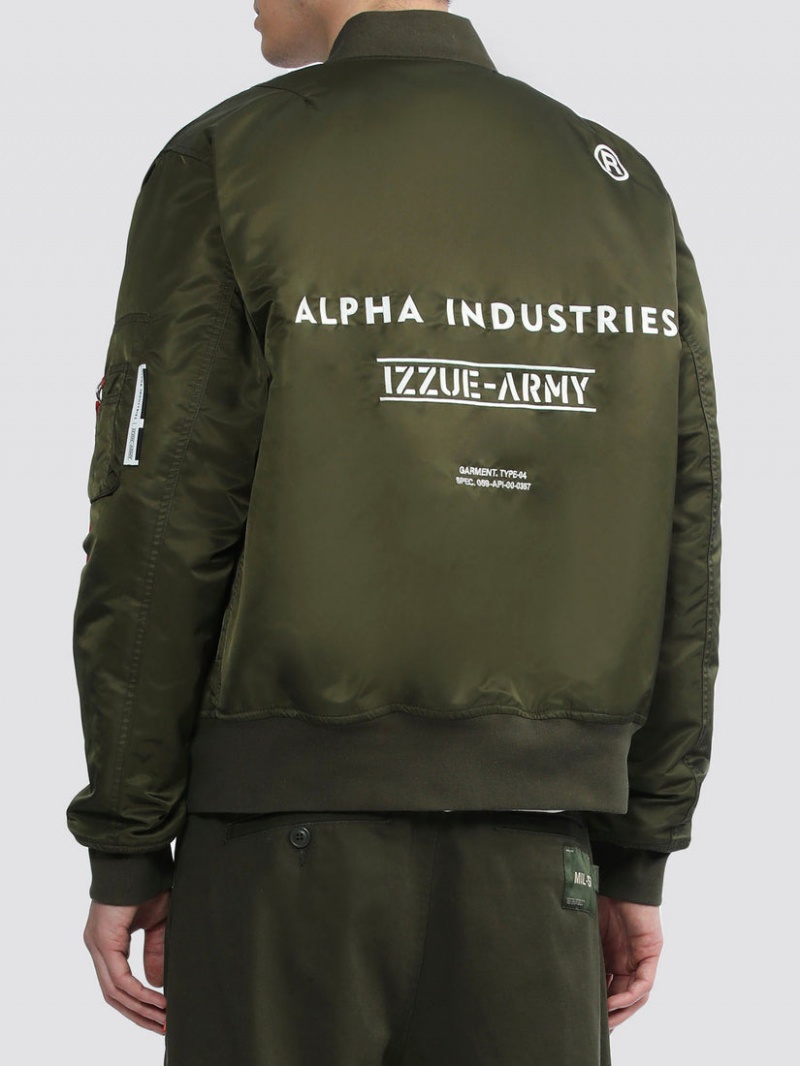 Veste Bombers Alpha Industries Alpha X Izzue Ma-1 Vert Olive Homme | BMF-46690731