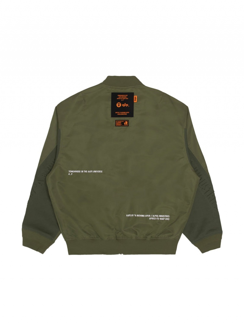 Veste Bombers Alpha Industries Aape X Alpha Ma-1 Legere Vert Olive Homme | KAP-63803836