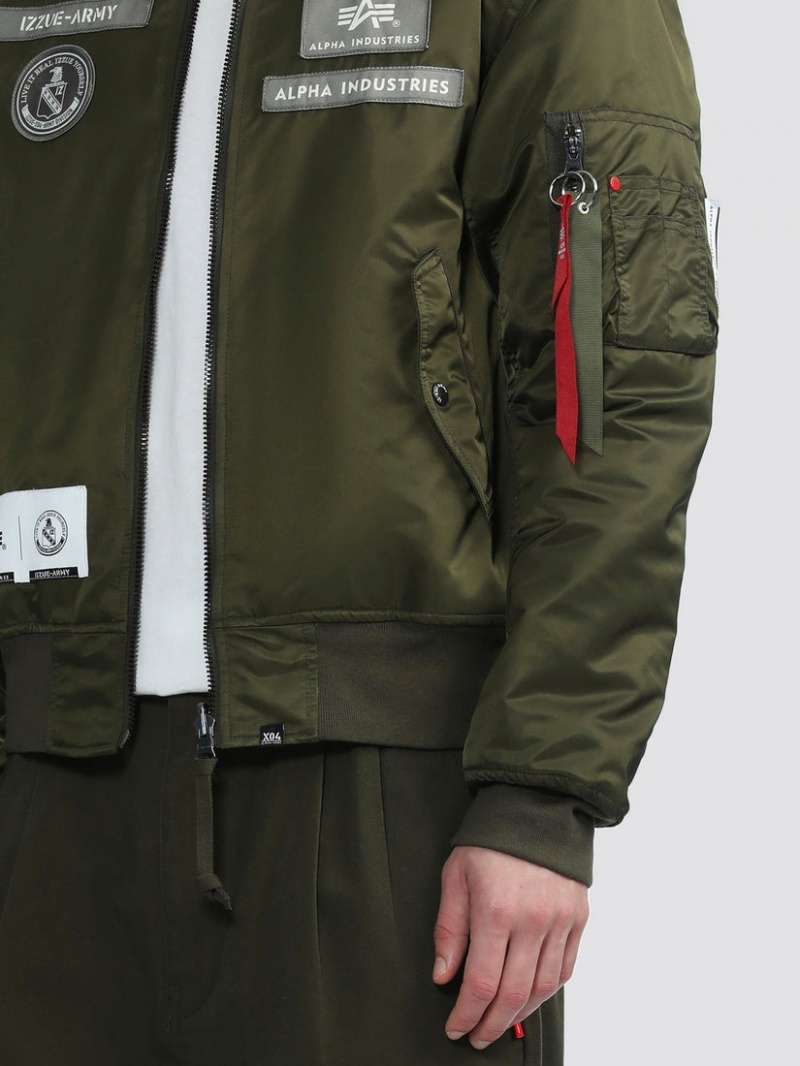 Veste Bombers Alpha Industries Alpha X Izzue Ma-1 Vert Olive Homme | BMF-46690731