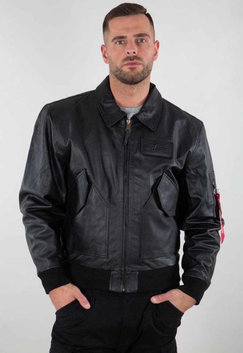 Veste Bombers Alpha Industries Cwu Cuir Noir Homme | GHO-15186721