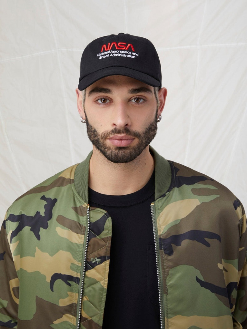 Chapeaux Alpha Industries Nasa Worm Logo Accessories Noir | EBQ-10119469