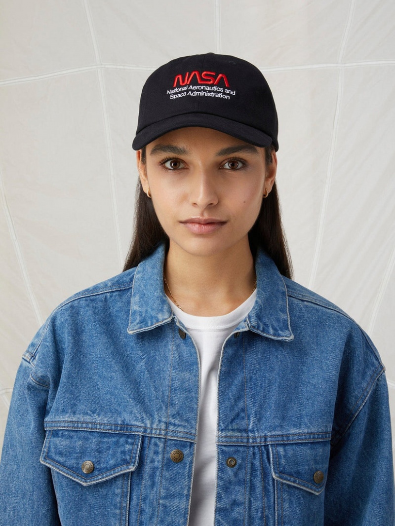 Chapeaux Alpha Industries Nasa Worm Logo Accessories Noir | EBQ-10119469