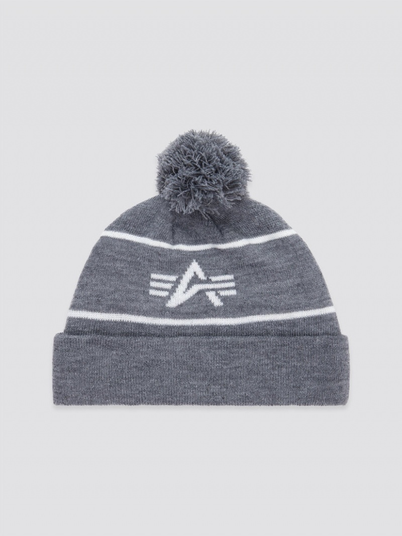 Chapeaux Alpha Industries Essential Pom Accessories Grise | HBG-23763928