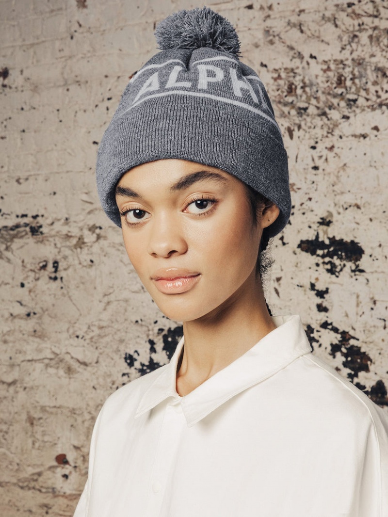 Chapeaux Alpha Industries Essential Pom Accessories Grise | HBG-23763928