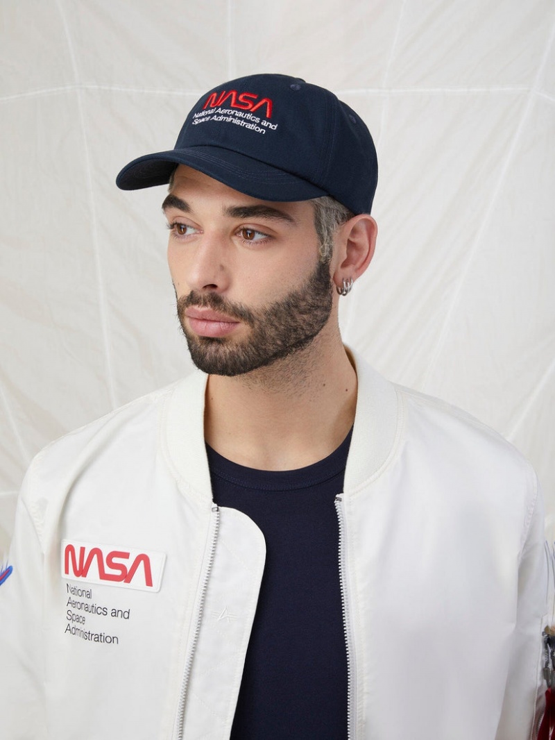 Chapeaux Alpha Industries Nasa Worm Logo Accessories Noir | EBQ-10119469